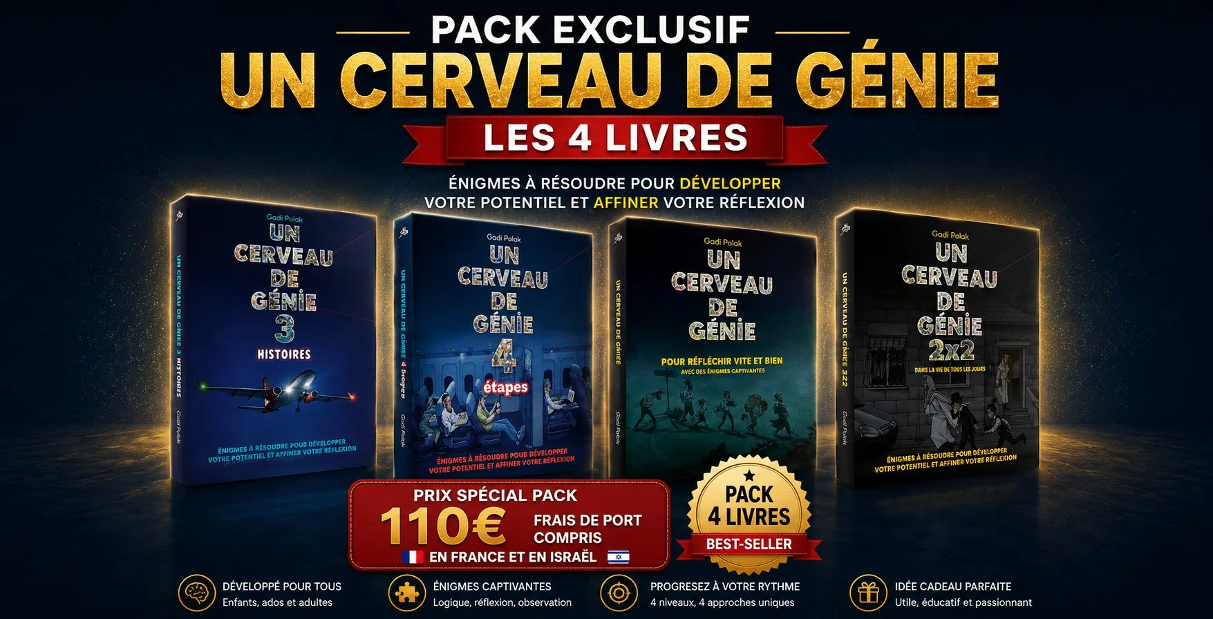 Les quatre volumes Un cerveau de genie en promo